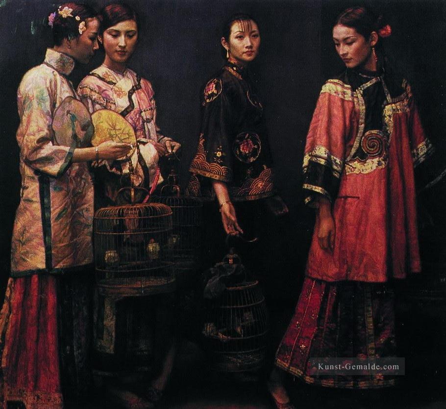 Schönheiten für die Straße 1988 Chinese Chen Yifei Mädchen Ölgemälde